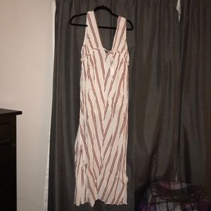 Long boho mauve striped maxi dress